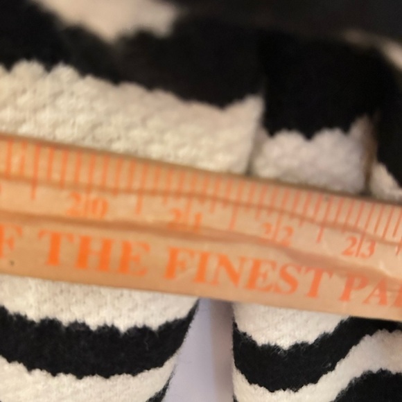 Black & White striped gold button down cable knit soft quiet luxury cardigan L - Picture 10 of 14